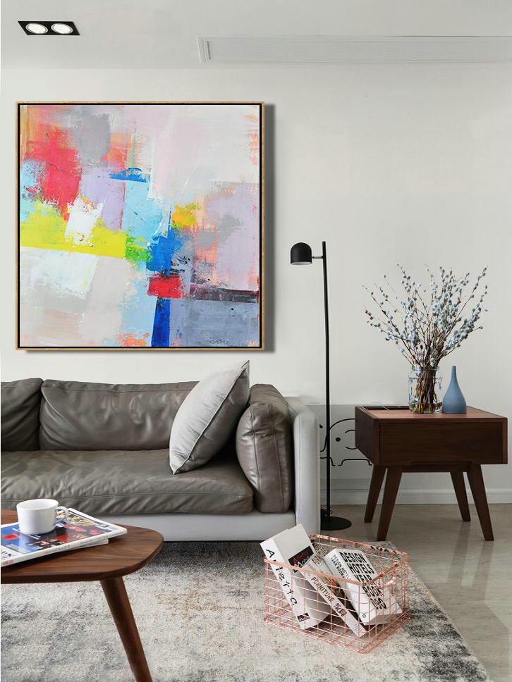 Extra Large Abstract Painting On Canvas,Palette Knife Contemporary Art Canvas Painting,Canvas Wall Paintings,Pink,Red,Blue,Yellow,Violet Ash.Etc